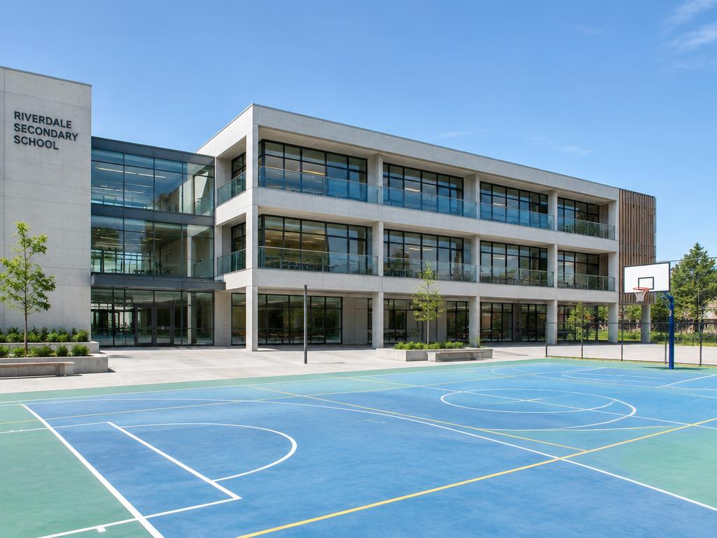 Institución educativa con losa deportiva